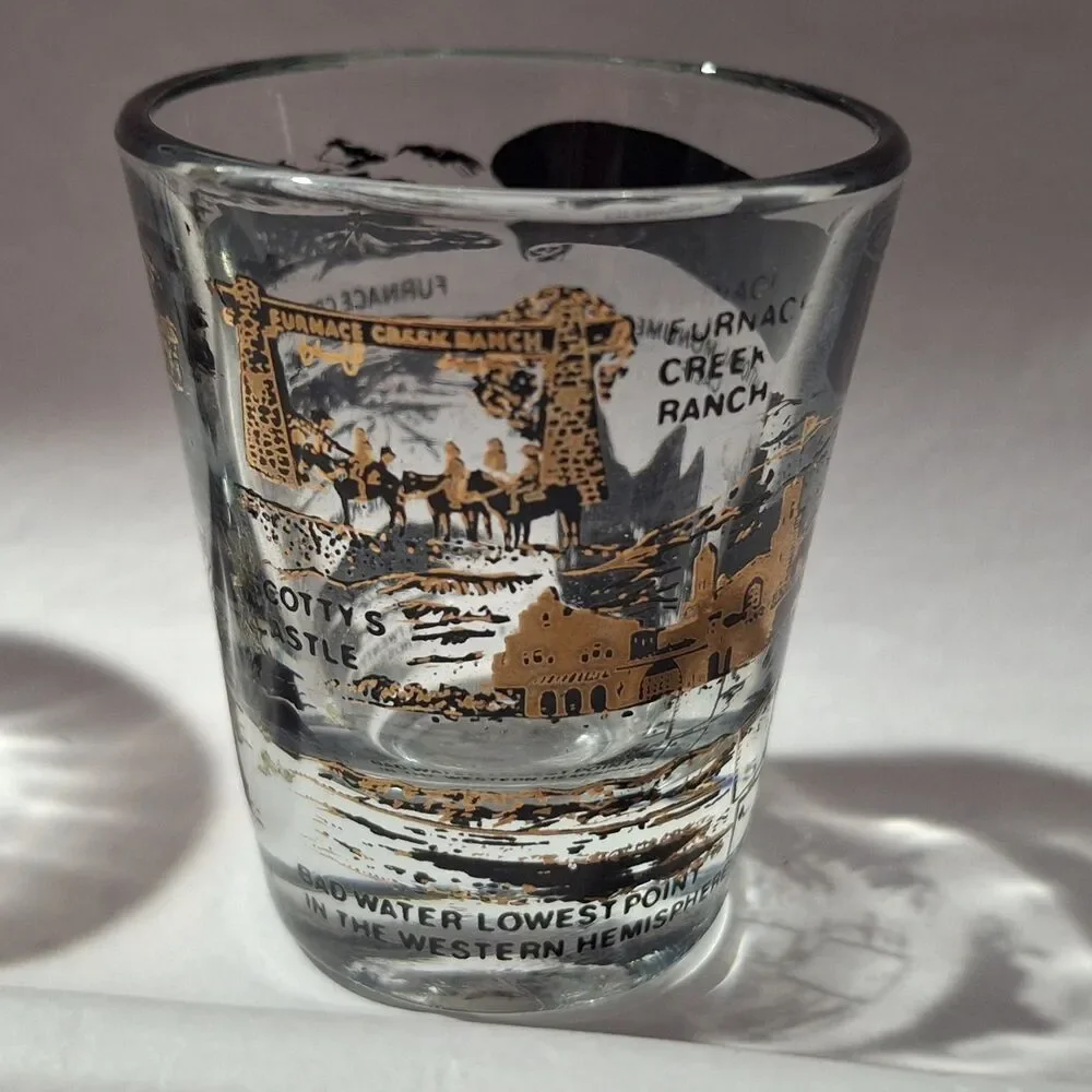 2 Scotty's Castle & National Monument Death Valley California Shot Glasses Gold